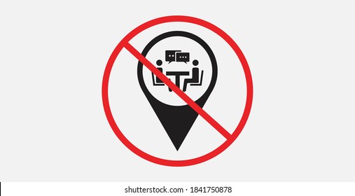 No Communication, conversation icon in location. Two people talking icon in location. Simple , flat illustration element of people theme icons. No talking sign. Stop talking.