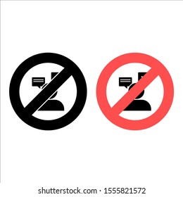 No communication, conversation icon. Simple glyph, flat vector of Business ban, prohibition, embargo, interdict, forbiddance icons for UI and UX, website or mobile application