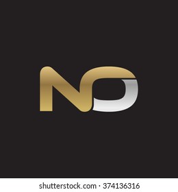 NO company linked letter logo golden silver black background
