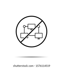 No computer, connection icon. Simple thin line, outline vector of web design development ban, prohibition, embargo, forbiddance icons for ui and ux, website or mobile application