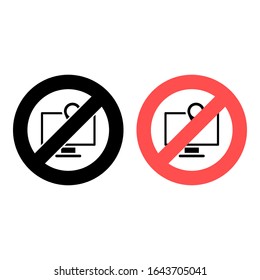 No computer, location icon. Simple glyph, flat vector of location ban, prohibition, forbiddance icons for ui and ux, website or mobile application