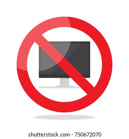 No computer sign. Prohibited sign vector illustration
