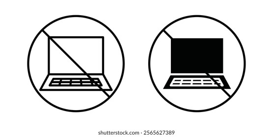 No computer sign vector in black and red colors