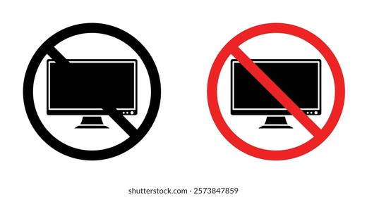 No computer signs vector set