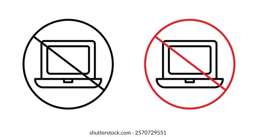 No computer signs vectors on white background.