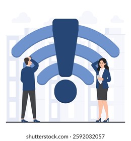 No Connection concept with weak signal, internet error, and network failure offline mode illustration 