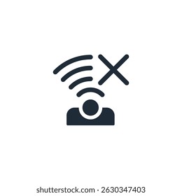 Sem sinal de conexão. Falha na Internet. Ilustração de ícone linear de vetor isolada no fundo branco.