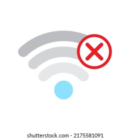 No connection. Wi-fi sign with off signal. No internet symbols. No wireless connection.