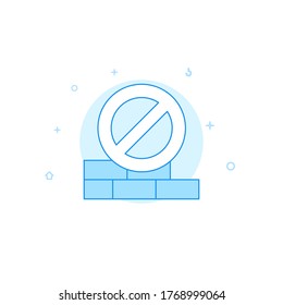 No construction sign vector icon. Flat illustration. Filled line style. Blue monochrome design. Editable stroke. Adjust line weight.