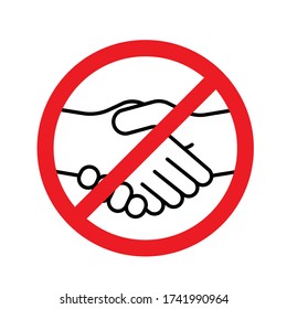 Ningún icono de contacto. Detener la señal del apretón de manos con un círculo rojo prohibido. 