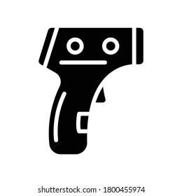 No Contact Thermometer Medical Fever Black and White Filled Simple Line Icon