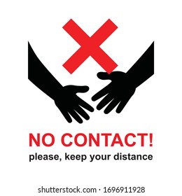 no contact vector illustration. physical distancing icon silhouette, isolated on white. 