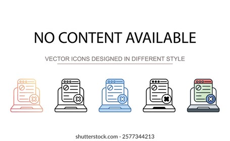 No Content Available icon design with white background stock illustration