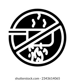 no cooking emergency glyph icon vector. no cooking emergency sign. isolated symbol illustration