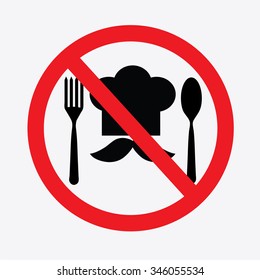 No cooking sign.no food or drink allowed .vector illustration.       