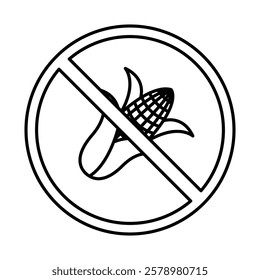 No Corn sign icon Black and white logo