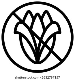 No Corn sign icon Black and white outline vector