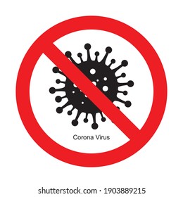 No corona virus sign. Black. Vector illustration