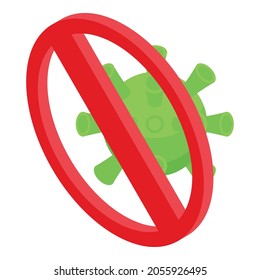 Ningún icono del coronavirus. Isométrico sin icono de vector de coronavirus para diseño web aislado en fondo blanco