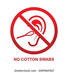 No cotton swabs sign isolated on white background vector illustration.