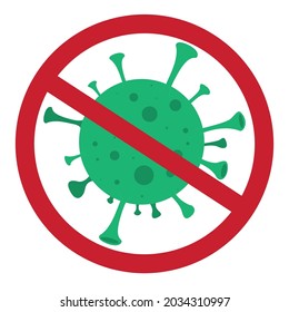 No Covid 19 Sign Vector Illustration drawing flat design artwork with green covid 19 image and no sign