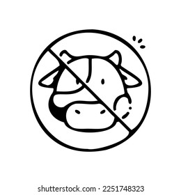 No cow meat vector icon hand drawn style.Can be use for wedding invitation, card design and background design