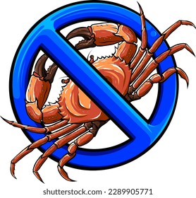 No crab sign isolated on white background vector illustration.