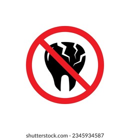 No cracked tooth sign icon isolated on white background. Vector illustration