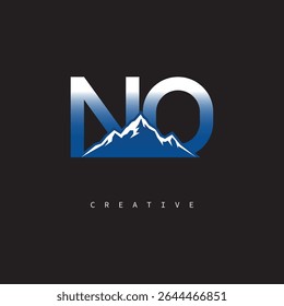 NO Creative Mountain Logo Bold Gradient Letter mark Branding Design for Business Outdoor Brands