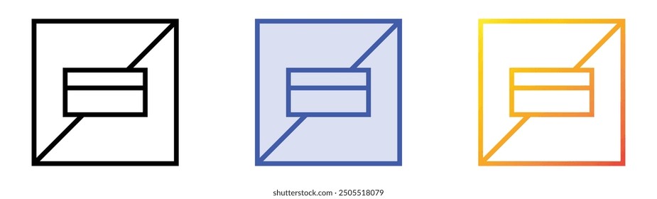 no credit card icon. Linear, Blue Fill and Gradient Style Design Isolated On White Background