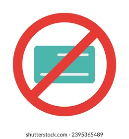 No Credit Card Vector Flat Icon For Personal And Commercial Use.
