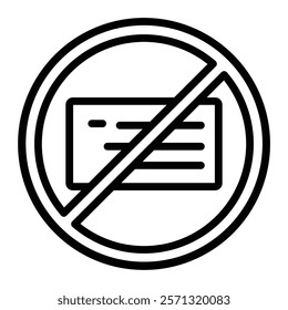 No Credit Card Vector Line Icon Design