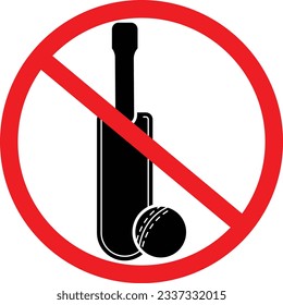 No Cricket Bat and Ball Prohibition Sport Icon