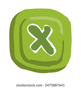 No cross button in cartoon doodle style, mobile app  asset, game ui button
