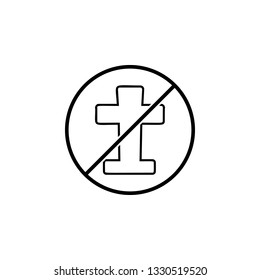 No Cross Tombstone icon. Simple thin line, outline vector of Halloween ban, prohibition, forbid icons for UI and UX, website or mobile application