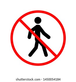 No Cross Walk Icon. Warning Sign and Attention Symbol for Pedestrian.