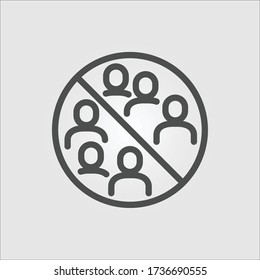 No crowd allowed sign isolated icon