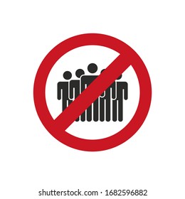 No Crowd Icon. Avoid Crowded Places.  Quarantine Icon With Peoples And Prohibit Sign. Vector Illustration