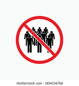 No Crowd Icon. Prohobition Symbol - Vector Logo Template.