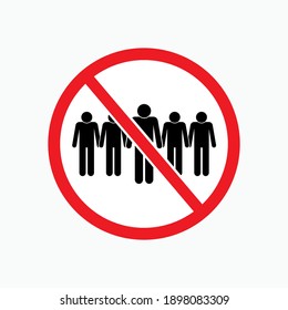 No Crowd Icon. Symbol of Action to Prevent Spread of Viruses - Vector Logo Template. 