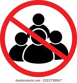 No Crowd of People Icon. Do not Crowd Restriction Sign