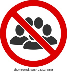 No crowd vector icon. Flat No crowd symbol is isolated on a white background.