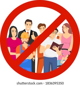 Kein Crowd-Vektorsymbol. Eine Menschenmenge ist verboten. Es ist verboten, sich zu versammeln. Vektorgrafik. Vektorgrafik.