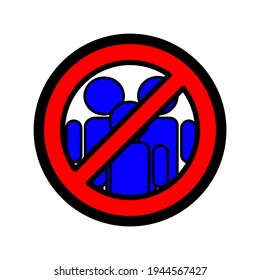 No se puede usar ningún signo de hacinamiento, ilustración vectorial de la vida después de la nueva normalidad, advertencia para prevenir la transmisión de enfermedades, para logotipos, mascotas, sitios web, etc.