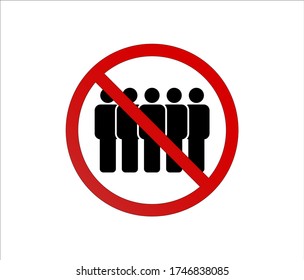 No crowding. Social Distancing Avoid Crowds Keep Your Distance Icon. Vector Image.