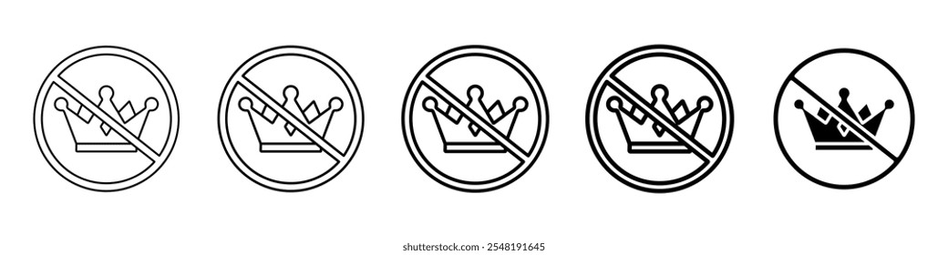no crown icon Simple thin line logo set