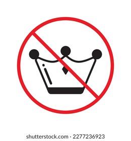No crown vector icon. Forbidden crown flat sign design. No king vector sign. Prohibited prince vector icon. Warning, caution, attention, restriction ban label symbol. No queen crown sign