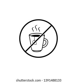 No Cup of tea icon. Simple thin line, outline vector of ban, prohibition, forbid icons for UI and UX, website or mobile application