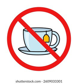 No Cup of Tea Sign on White Background