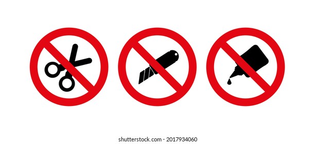 No cut and glue sign. Vector icon.